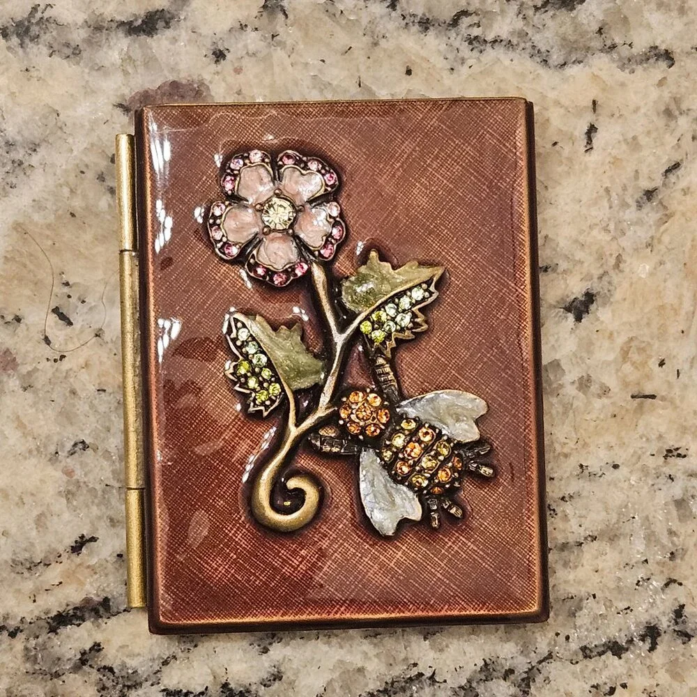 RARE HANDSIGNED JAY STRONGWATER BEE FLOWER TRAVEL FOLDING CRYSTAL ENAMEL FRAME